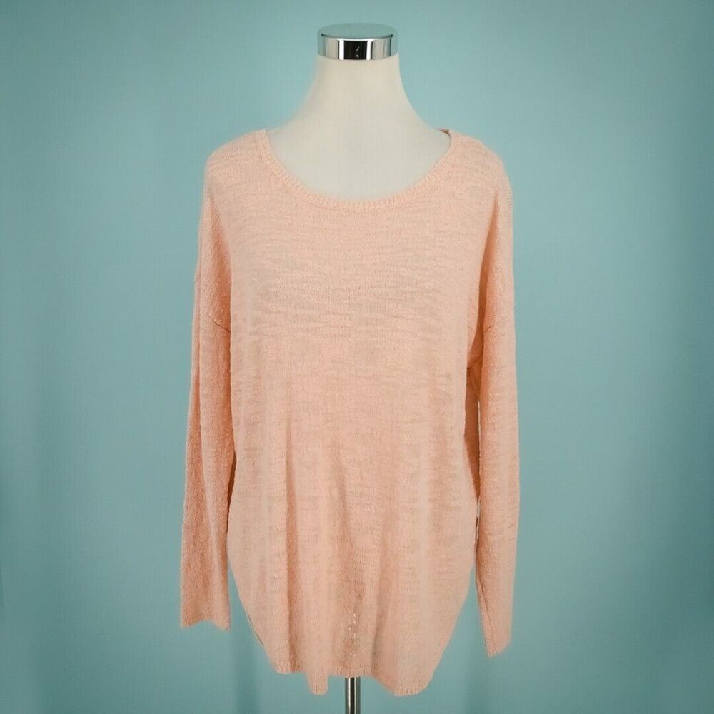 Stitch Fix Peach Large L Textured Knit Boat Scoop Neck Long Sleeve Sweater